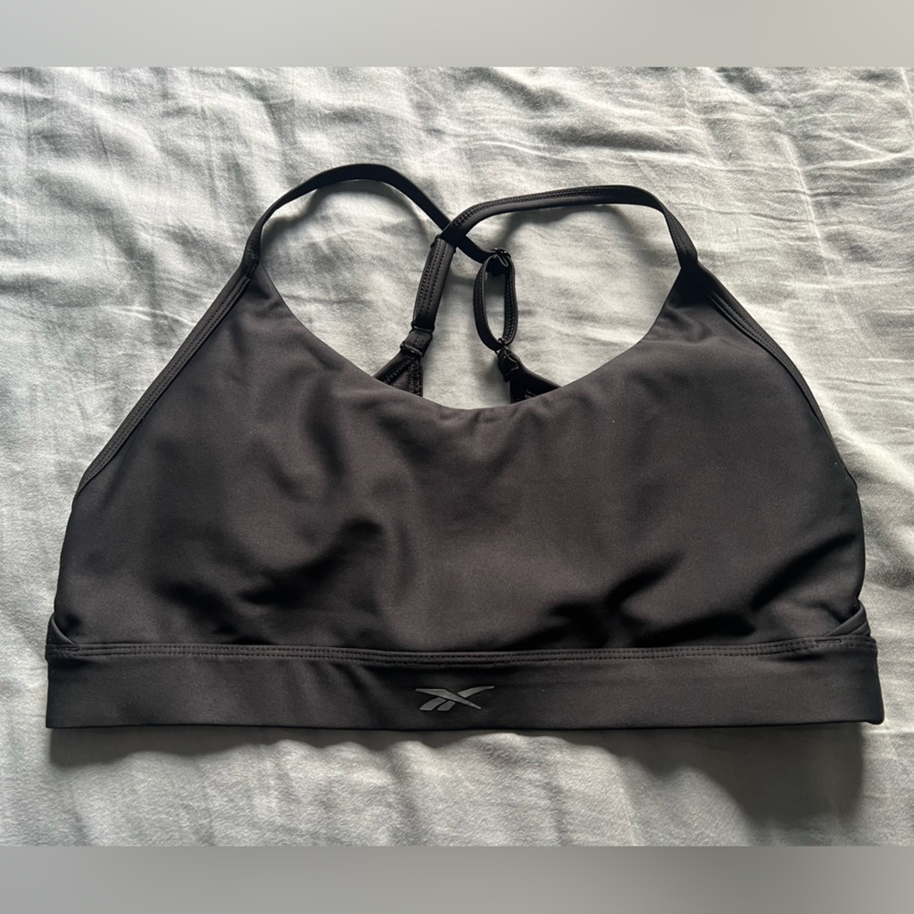 Reebok Black Racerback Sports Bra with Logo
